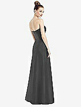 Rear View Thumbnail - Pewter Strapless Notch Satin Gown with Pockets