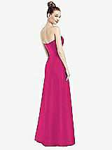 Rear View Thumbnail - Think Pink Strapless Notch Satin Gown with Pockets