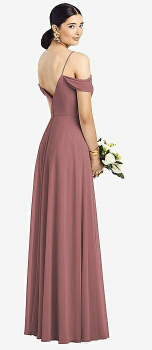 Off-the-Shoulder Georgette Wrap Bridesmaid Dress