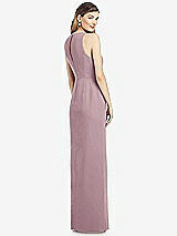 Rear View Thumbnail - Dusty Rose Sleeveless Chiffon Dress with Draped Front Slit