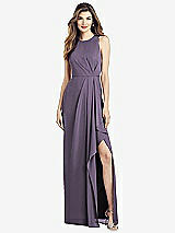 Alt View 1 Thumbnail - Lavender Sleeveless Chiffon Dress with Draped Front Slit
