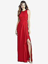 Alt View 1 Thumbnail - Parisian Red Sleeveless Chiffon Dress with Draped Front Slit