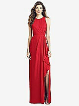 Front View Thumbnail - Parisian Red Sleeveless Chiffon Dress with Draped Front Slit