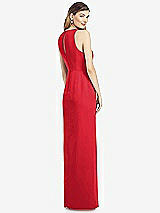 Rear View Thumbnail - Parisian Red Sleeveless Chiffon Dress with Draped Front Slit