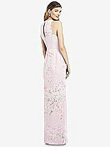 Rear View Thumbnail - Watercolor Print Sleeveless Chiffon Dress with Draped Front Slit