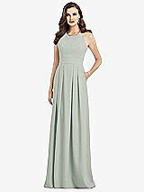 Front View Thumbnail - Willow Green Criss Cross Back Crepe Halter Dress with Pockets