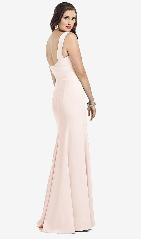 Back View - Blush Sleeveless Seamed Bodice Trumpet Gown