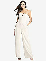 Front View Thumbnail - Ivory Strapless Notch Crepe Jumpsuit with Pockets