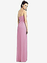 Rear View Thumbnail - Powder Pink Slim Spaghetti Strap Chiffon Dress with Front Slit 