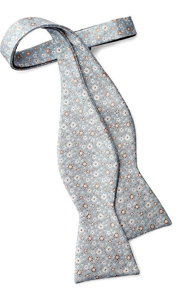 Back View - Icelandic/topaz/ivory Arnit Floral Jacquard Self-Tie Bow-Tie