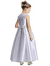 Rear View Thumbnail - Silver Dove Princess Line Satin Twill Flower Girl Dress with Bows