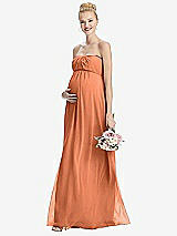 Front View Thumbnail - Sweet Melon Strapless Chiffon Shirred Skirt Maternity Dress