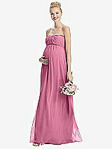 Front View Thumbnail - Orchid Pink Strapless Chiffon Shirred Skirt Maternity Dress