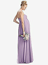 Rear View Thumbnail - Pale Purple Strapless Chiffon Shirred Skirt Maternity Dress
