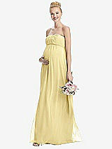 Front View Thumbnail - Pale Yellow Strapless Chiffon Shirred Skirt Maternity Dress