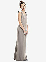 Front View Thumbnail - Taupe Flat Tie-Shoulder Juniors Dress with Trumpet Skirt