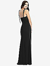Rear View Thumbnail - Black Bustier Crepe Gown with Adjustable Bow Straps