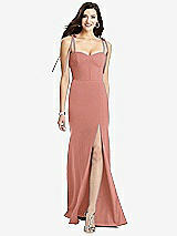 Front View Thumbnail - Desert Rose Bustier Crepe Gown with Adjustable Bow Straps