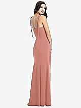 Rear View Thumbnail - Desert Rose Bustier Crepe Gown with Adjustable Bow Straps