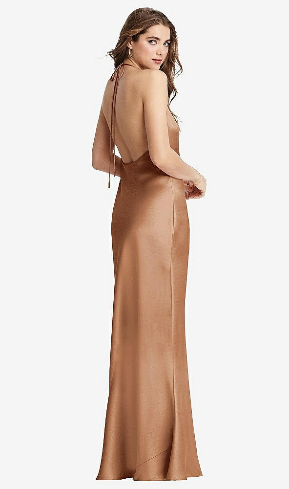 Front View - Toffee Cowl-Neck Convertible Maxi Slip Dress - Reese