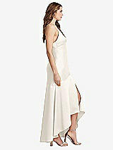 Side View Thumbnail - Ivory Asymmetrical Drop Waist High-Low Slip Dress - Devon