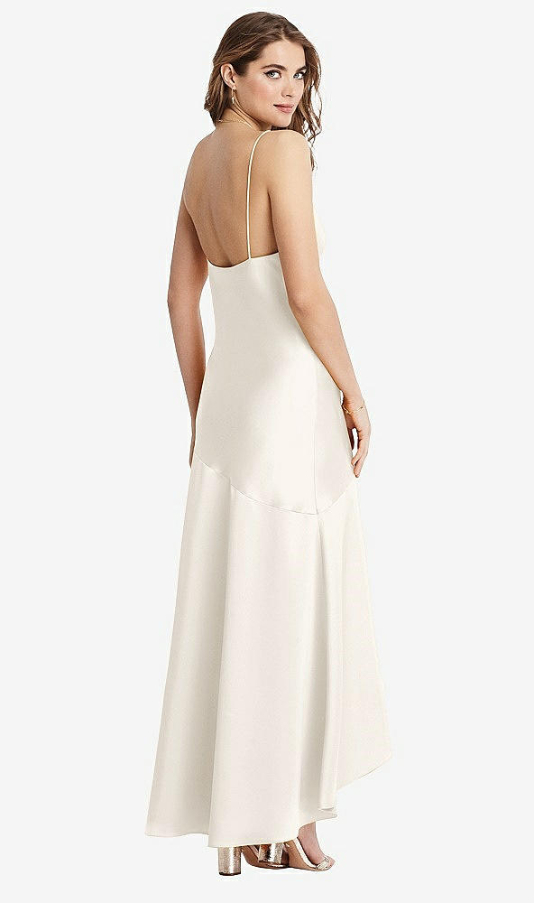Back View - Ivory Asymmetrical Drop Waist High-Low Slip Dress - Devon