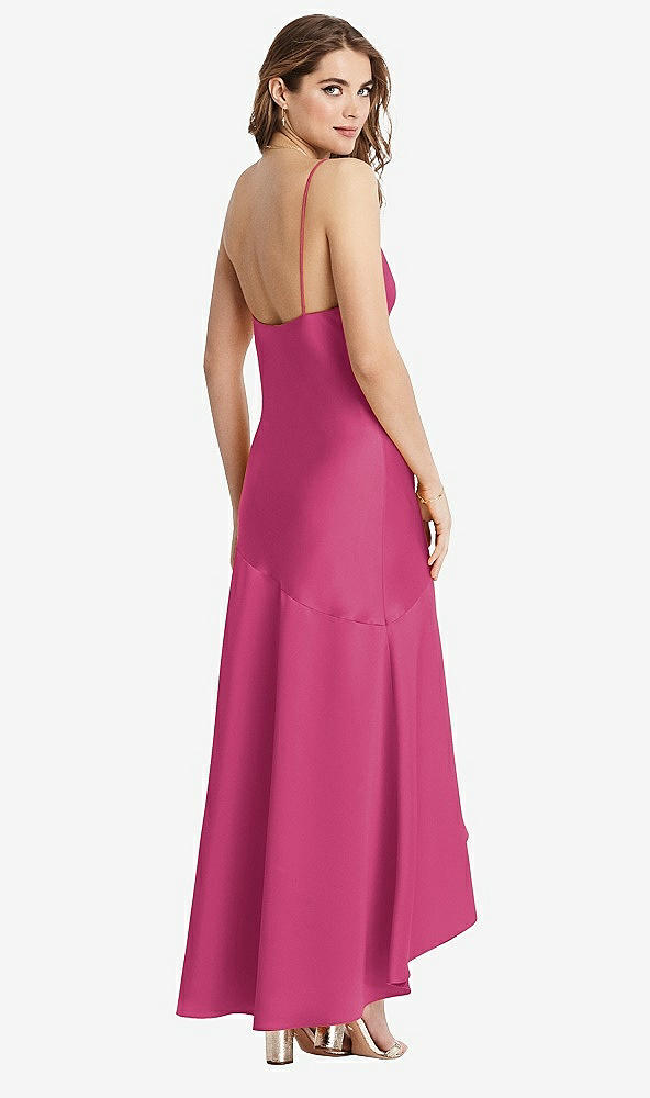 Back View - Tea Rose Asymmetrical Drop Waist High-Low Slip Dress - Devon