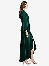 Side View Thumbnail - Evergreen Puff Sleeve Asymmetrical Drop Waist High-Low Slip Dress - Teagan