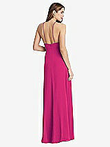 Rear View Thumbnail - Think Pink High Neck Chiffon Maxi Dress with Front Slit - Lela
