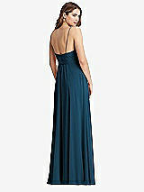 Rear View Thumbnail - Atlantic Blue Chiffon Maxi Wrap Dress with Sash - Cora