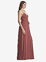 Side View Thumbnail - English Rose Chiffon Maxi Wrap Dress with Sash - Cora