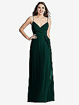 Front View Thumbnail - Evergreen Chiffon Maxi Wrap Dress with Sash - Cora