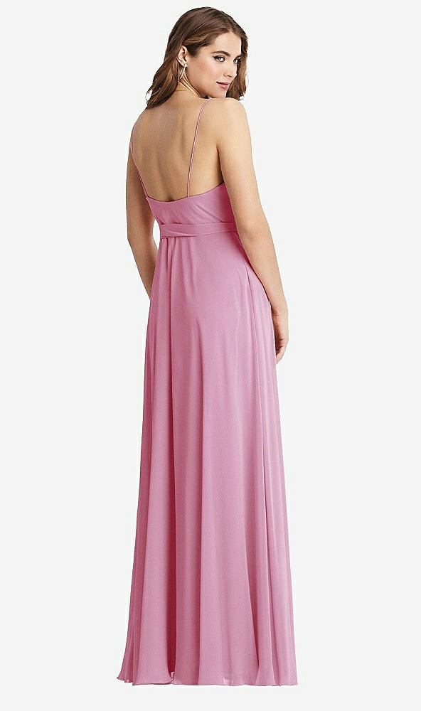 Back View - Powder Pink Chiffon Maxi Wrap Dress with Sash - Cora