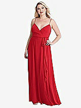 Alt View 1 Thumbnail - Parisian Red Chiffon Maxi Wrap Dress with Sash - Cora