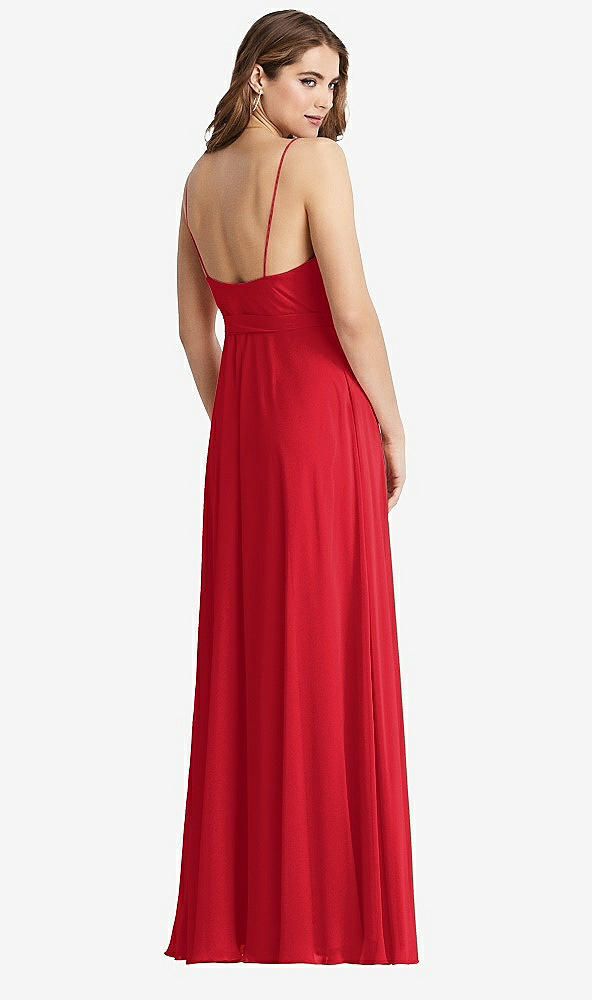 Back View - Parisian Red Chiffon Maxi Wrap Dress with Sash - Cora