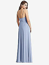 Rear View Thumbnail - Sky Blue Chiffon Maxi Wrap Dress with Sash - Cora