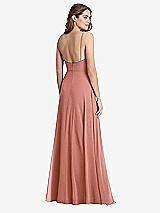 Rear View Thumbnail - Desert Rose Square Neck Chiffon Maxi Dress with Front Slit - Elliott