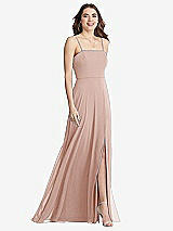 Front View Thumbnail - Toasted Sugar Square Neck Chiffon Maxi Dress with Front Slit - Elliott