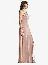 Side View Thumbnail - Toasted Sugar Square Neck Chiffon Maxi Dress with Front Slit - Elliott