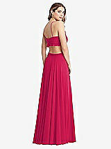 Rear View Thumbnail - Vivid Pink Ruffled Chiffon Cutout Maxi Dress - Jessie