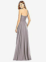 Rear View Thumbnail - Cashmere Gray One-Shoulder Draped Chiffon Maxi Dress - Dani