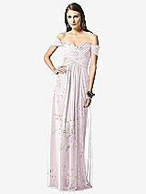 Front View Thumbnail - Watercolor Print Off-the-Shoulder Ruched Chiffon Maxi Dress - Alessia