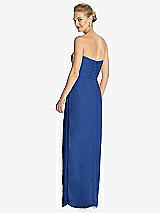 Rear View Thumbnail - Classic Blue Strapless Draped Chiffon Maxi Dress - Lila
