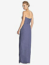 Rear View Thumbnail - French Blue Strapless Draped Chiffon Maxi Dress - Lila