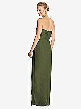 Rear View Thumbnail - Olive Green Strapless Draped Chiffon Maxi Dress - Lila