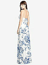 Rear View Thumbnail - Cottage Rose Dusk Blue Ruffle-Trimmed Backless Maxi Dress