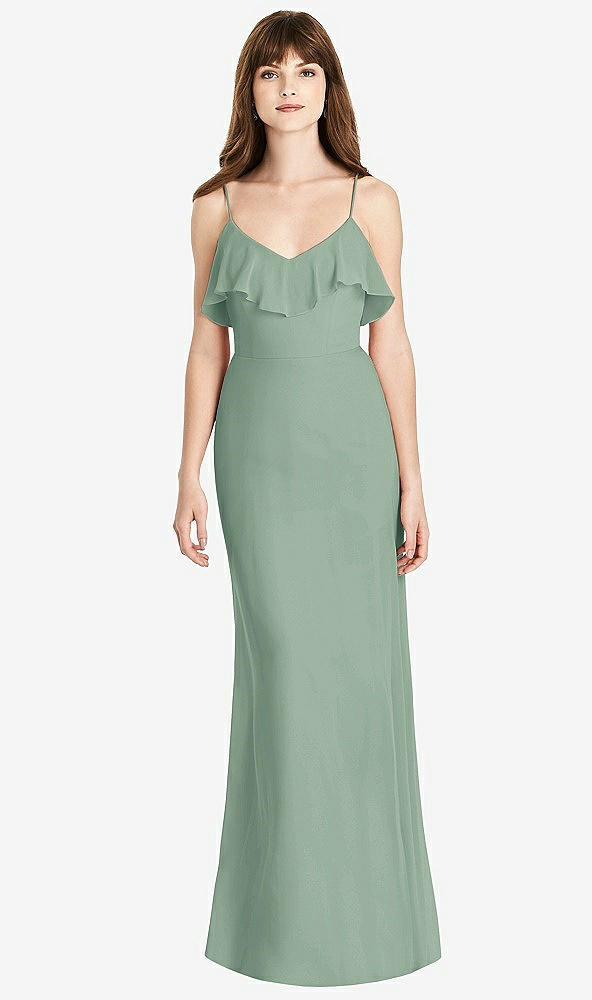 Front View - Seagrass Ruffle-Trimmed Backless Maxi Dress