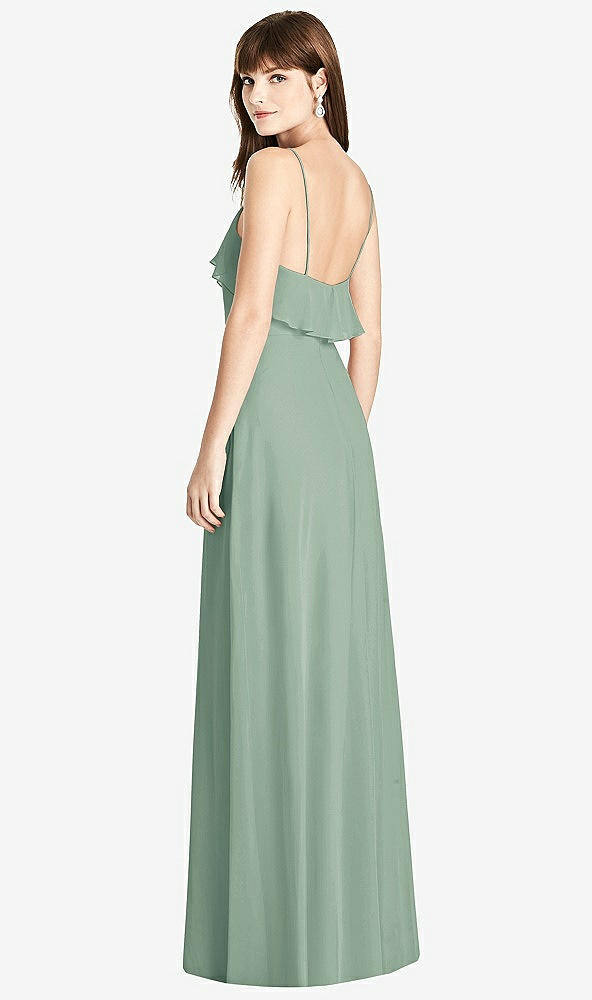 Back View - Seagrass Ruffle-Trimmed Backless Maxi Dress