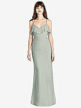 Front View Thumbnail - Willow Green Ruffle-Trimmed Backless Maxi Dress