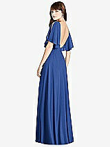 Front View Thumbnail - Classic Blue Split Sleeve Backless Maxi Dress - Lila